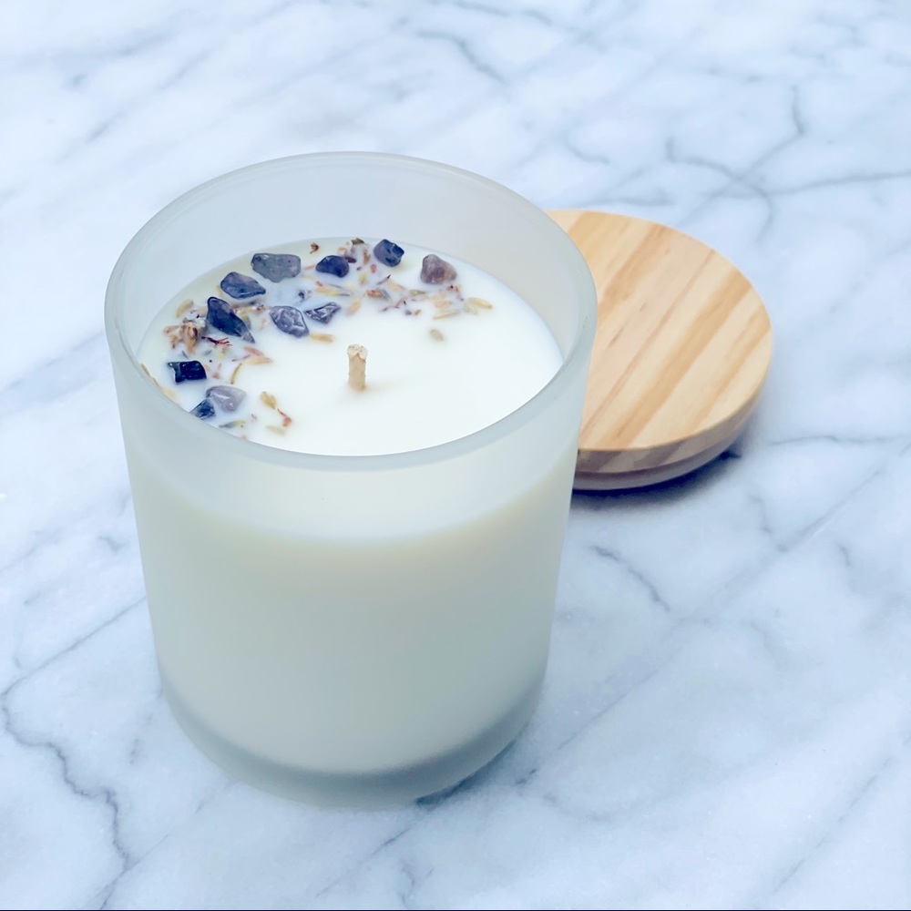 Lolite + Sandalwood Lavender-Reiki Infused Candle